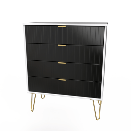 Linear 4 Drawer Chest with Gold Hairpin Legs - Welcome Furniture