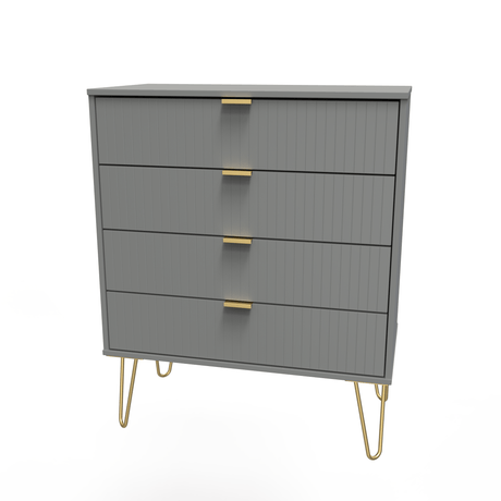 Linear 4 Drawer Chest with Gold Hairpin Legs - Welcome Furniture