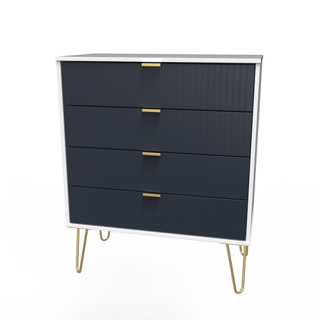 Linear 4 Drawer Chest with Gold Hairpin Legs - Welcome Furniture