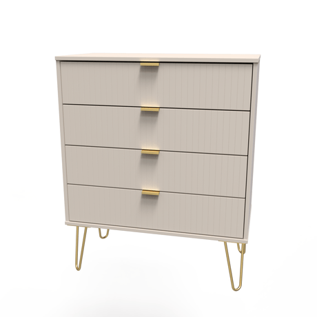 Linear 4 Drawer Chest with Gold Hairpin Legs - Welcome Furniture