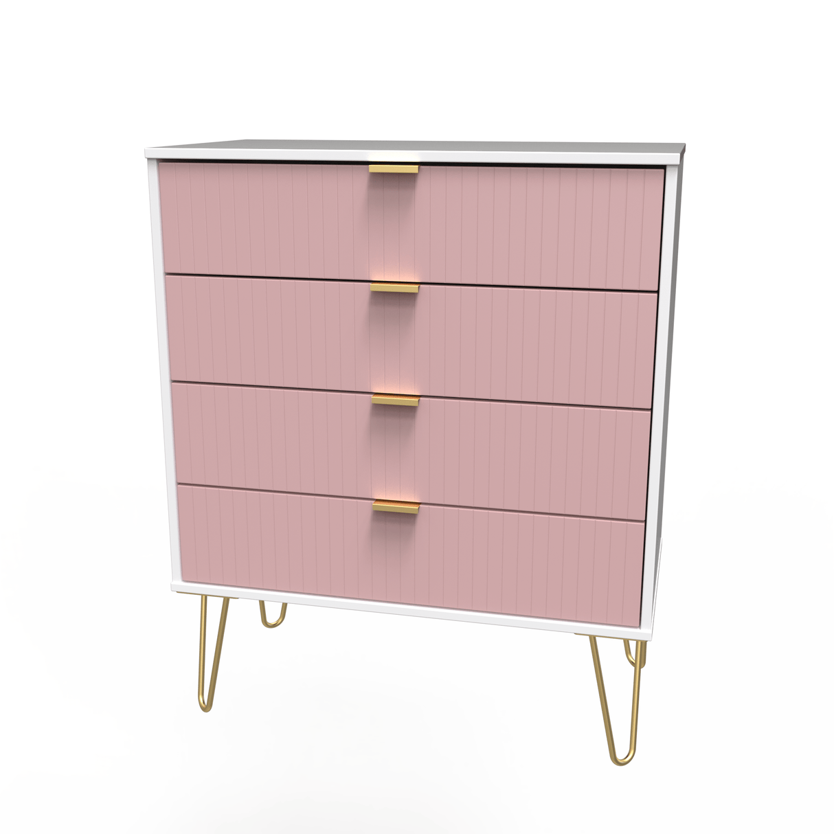 Linear 4 Drawer Chest with Gold Hairpin Legs - Welcome Furniture