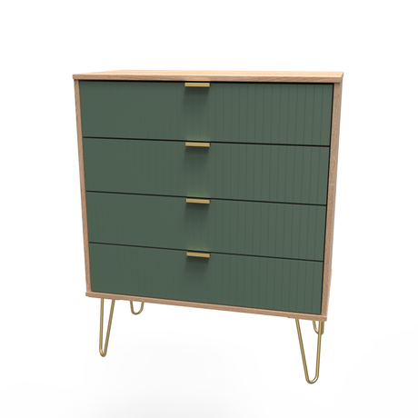 Linear 4 Drawer Chest with Gold Hairpin Legs - Welcome Furniture