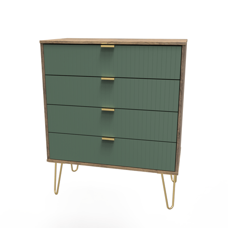 Linear 4 Drawer Chest with Gold Hairpin Legs - Welcome Furniture