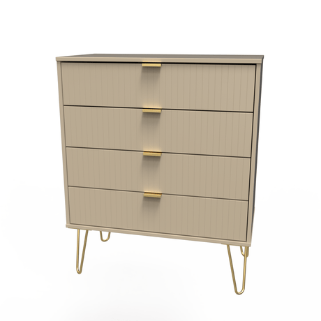 Linear 4 Drawer Chest with Gold Hairpin Legs - Welcome Furniture