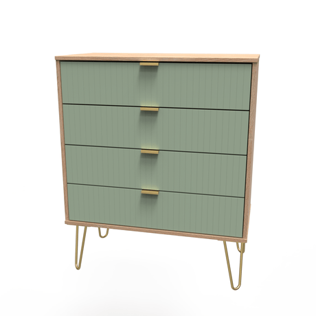 Linear 4 Drawer Chest with Gold Hairpin Legs - Welcome Furniture