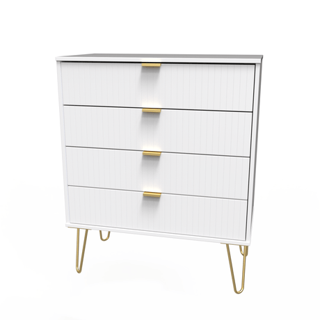 Linear 4 Drawer Chest with Gold Hairpin Legs - Welcome Furniture