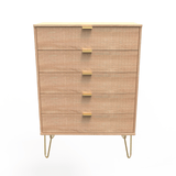Linear 5 Drawer Chest with Gold Hairpin Legs - Welcome Furniture