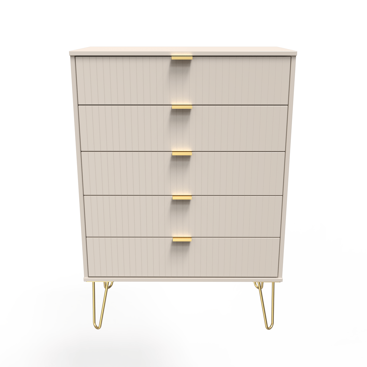 Linear 5 Drawer Chest with Gold Hairpin Legs - Welcome Furniture