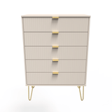 Linear 5 Drawer Chest with Gold Hairpin Legs - Welcome Furniture