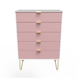 Linear 5 Drawer Chest with Gold Hairpin Legs - Welcome Furniture