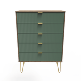 Linear 5 Drawer Chest with Gold Hairpin Legs - Welcome Furniture