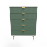 Linear 5 Drawer Chest with Gold Hairpin Legs - Welcome Furniture