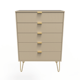 Linear 5 Drawer Chest with Gold Hairpin Legs - Welcome Furniture