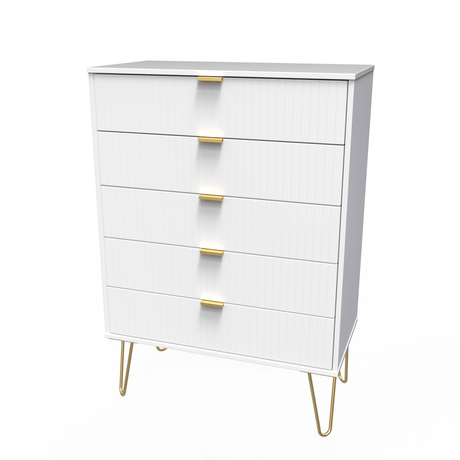 Linear 5 Drawer Chest with Gold Hairpin Legs - Welcome Furniture