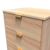 Linear 5 Drawer Narrow Chest with Gold Hairpin Legs - Welcome Furniture