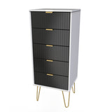 Linear 5 Drawer Narrow Chest with Gold Hairpin Legs - Welcome Furniture