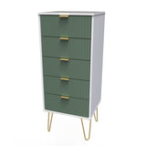 Linear 5 Drawer Narrow Chest with Gold Hairpin Legs - Welcome Furniture