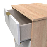 Linear 5 Drawer Narrow Chest with Gold Hairpin Legs - Welcome Furniture