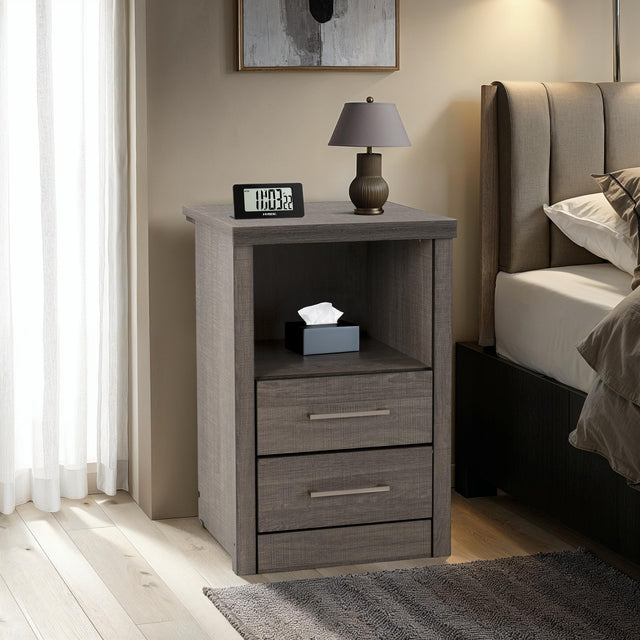 Lisbon 2 Drawer 1 Shelf Bedside Table - Seconique