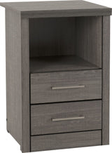 Lisbon 2 Drawer 1 Shelf Bedside Table - Seconique