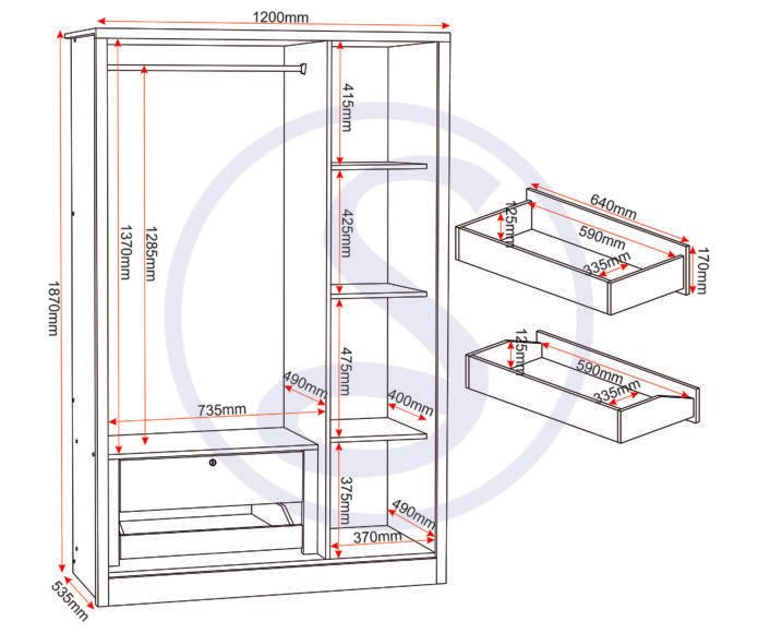 Lisbon 3 Door Triple Wardrobe - Seconique