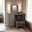 Lisbon 3 Drawer Dressing Table and Stool with Mirror - Seconique