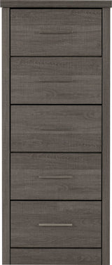 Lisbon 5 Drawer Narrow Tallboy Chest - Seconique