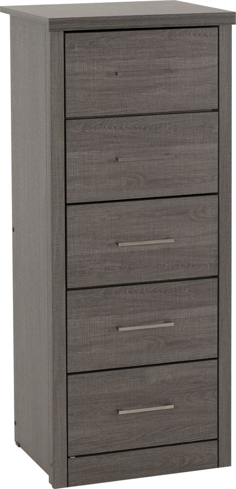 Lisbon 5 Drawer Narrow Tallboy Chest - Seconique