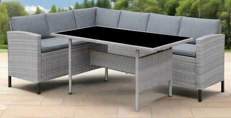 Louisa Rattan Garden Corner Sofa Dining Set - TGC