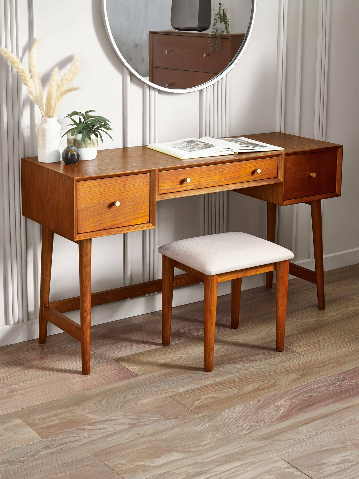 Lowry 3 Drawer Dressing Table & Stool Set - Julian Bowen