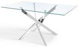 Lucy 120cm Rectangular Glass Top Dining Table - TGC