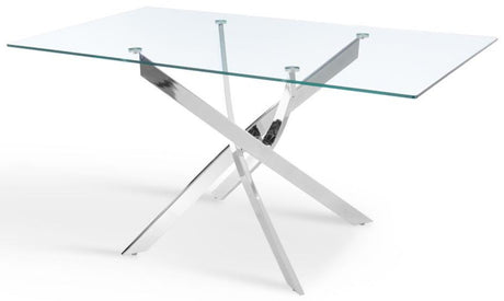 Lucy 120cm Rectangular Glass Top Dining Table - TGC