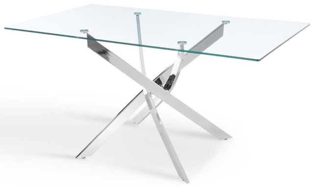 Lucy 120cm Rectangular Glass Top Dining Table - TGC
