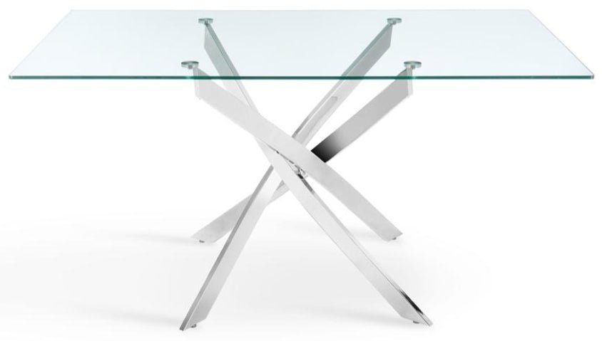 Lucy 150cm Rectangular Glass Top Dining Table - TGC