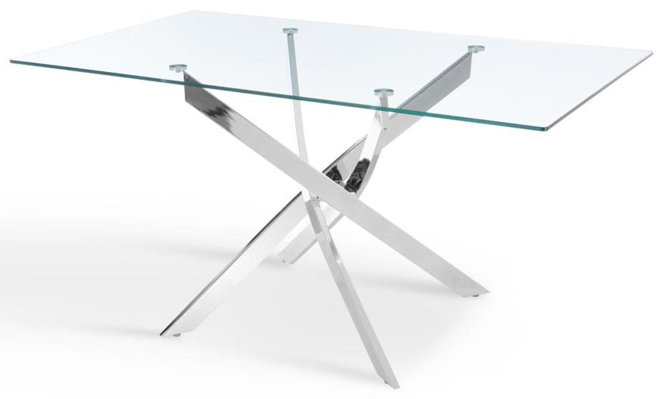 Lucy 150cm Rectangular Glass Top Dining Table - TGC