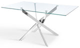 Lucy 150cm Rectangular Glass Top Dining Table - TGC