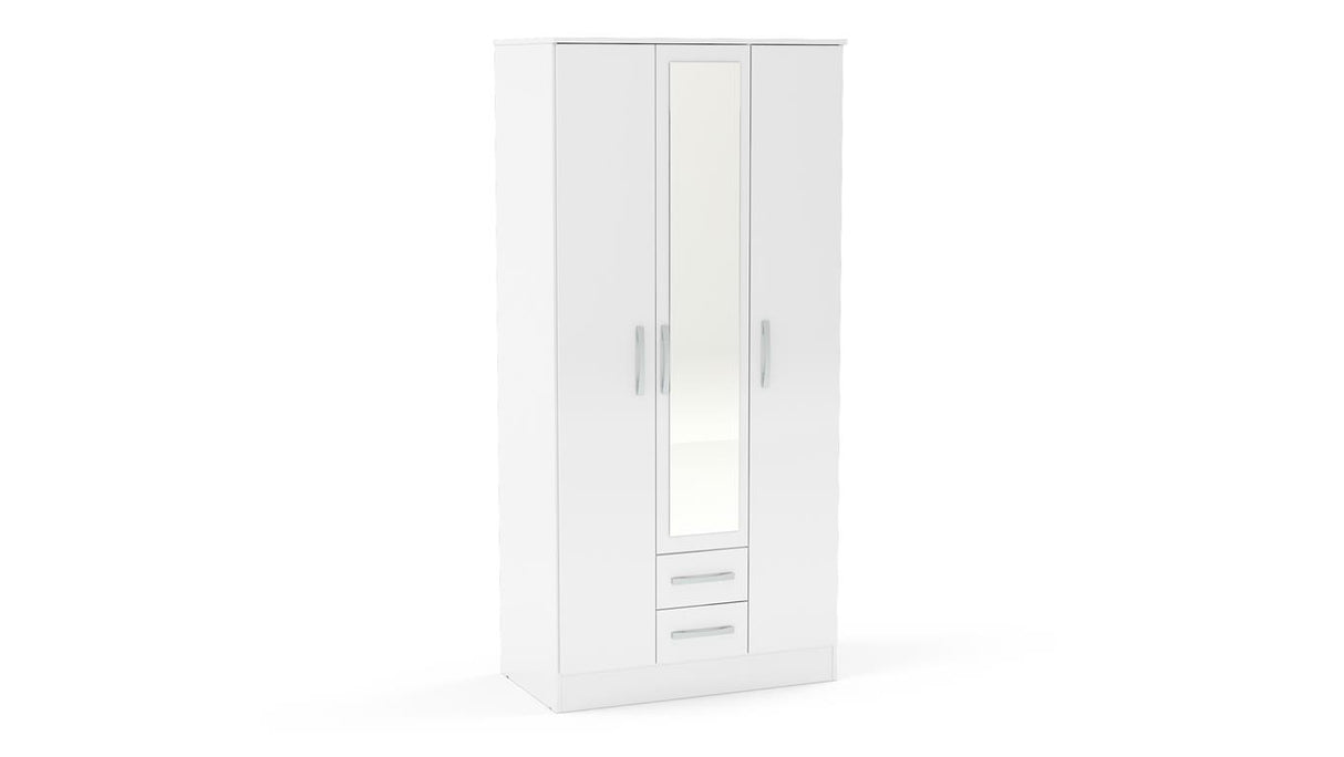 Lynx 3 Door 2 Drawer Mirrored Wardrobe - Birlea
