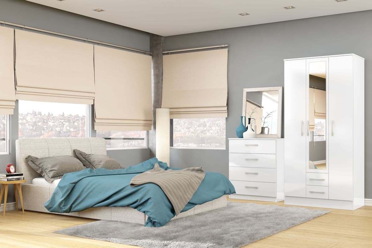 Lynx 3 Door 2 Drawer Mirrored Wardrobe - Birlea