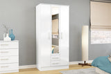 Lynx 3 Door 2 Drawer Mirrored Wardrobe - Birlea