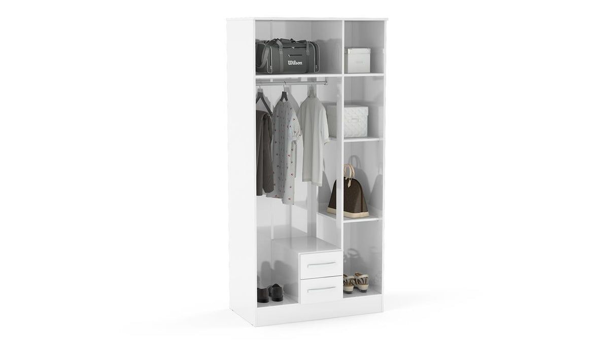 Lynx 3 Door 2 Drawer Mirrored Wardrobe - Birlea