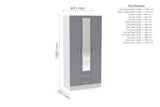 Lynx 3 Door 2 Drawer Mirrored Wardrobe - Birlea