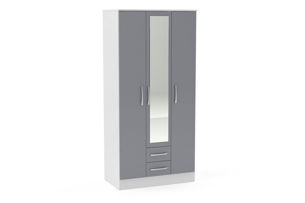 Lynx 3 Door 2 Drawer Mirrored Wardrobe - Birlea