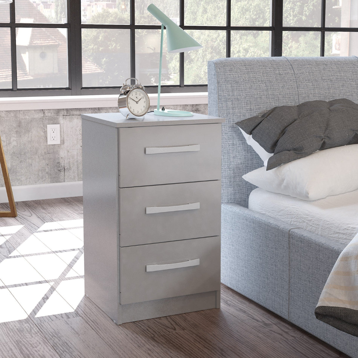 Lynx 3 Drawer Bedside Chest - Birlea