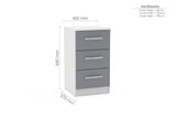Lynx 3 Drawer Bedside Chest - Birlea