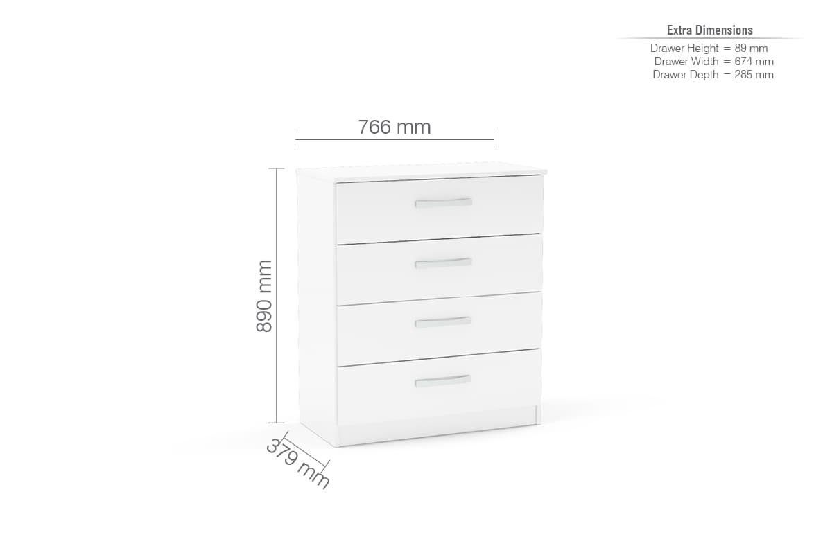Lynx 4 Drawer Chest - Birlea