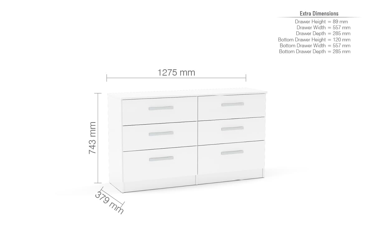 Lynx 6 Drawer Chest - Birlea