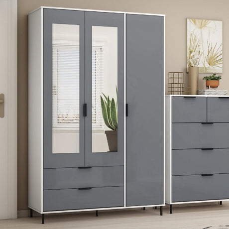 Madrid Mirrored Wardrobe with 3 Doors - Seconique