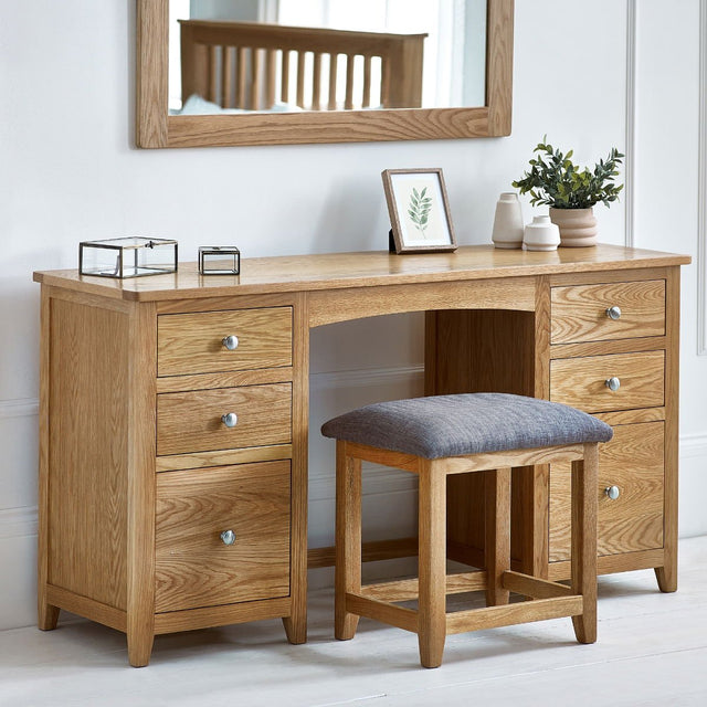 Mallory Twin Pedestal Dressing Table and Stool - Julian Bowen