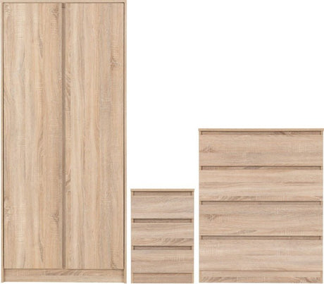 Malvern 3 Piece Bedroom Set With 2 Door Double Wardrobe - Seconique