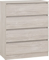 Malvern 4 Piece Bedroom Set With 2 Door Double Wardrobe - Seconique